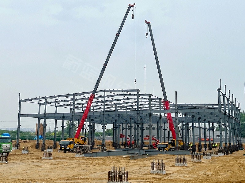 蔚蓝钢结构丨河南景链钢结构厂房建造案例 蔚蓝钢结构丨河南景链钢结构厂房建造案例