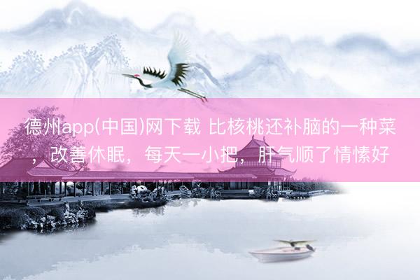 德州app(中国)网下载 比核桃还补脑的一种菜，改善休眠，每天一小把，肝气顺了情愫好