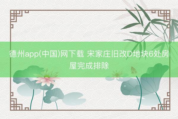 德州app(中国)网下载 宋家庄旧改D地块6处房屋完成排除