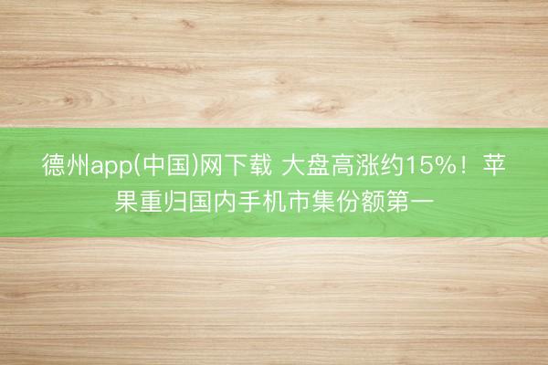 德州app(中国)网下载 大盘高涨约15%！苹果重归国内手机市集份额第一