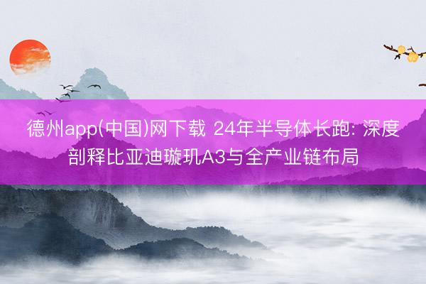 德州app(中国)网下载 24年半导体长跑: 深度剖释比亚迪璇玑A3与全产业链布局
