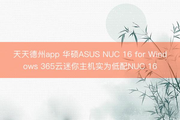 天天德州app 华硕ASUS NUC 16 for Windows 365云迷你主机实为低配NUC 16