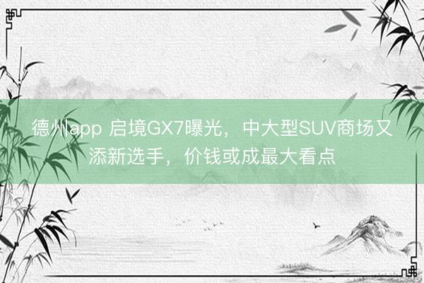 德州app 启境GX7曝光，中大型SUV商场又添新选手，价钱或成最大看点