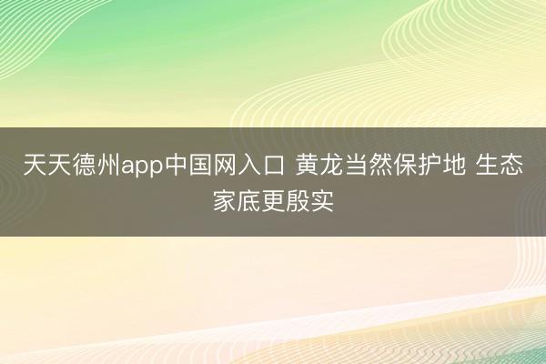 天天德州app中国网入口 黄龙当然保护地 生态家底更殷实