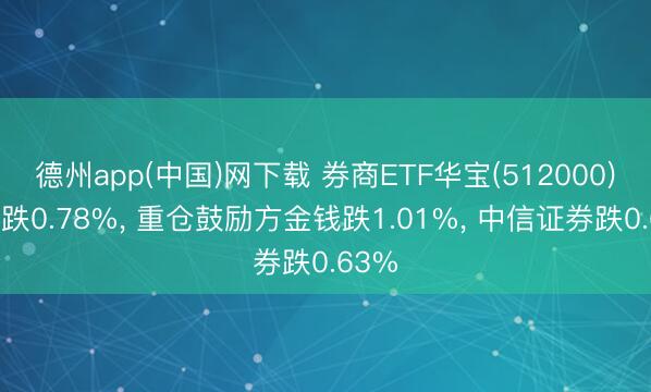 德州app(中国)网下载 券商ETF华宝(512000)开盘跌0.78%， 重仓鼓励方金钱跌1.01%， 中信证券跌0.63%