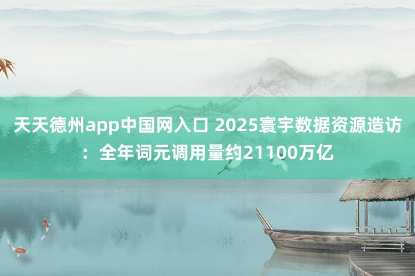天天德州app中国网入口 2025寰宇数据资源造访：全年词元调用量约21100万亿